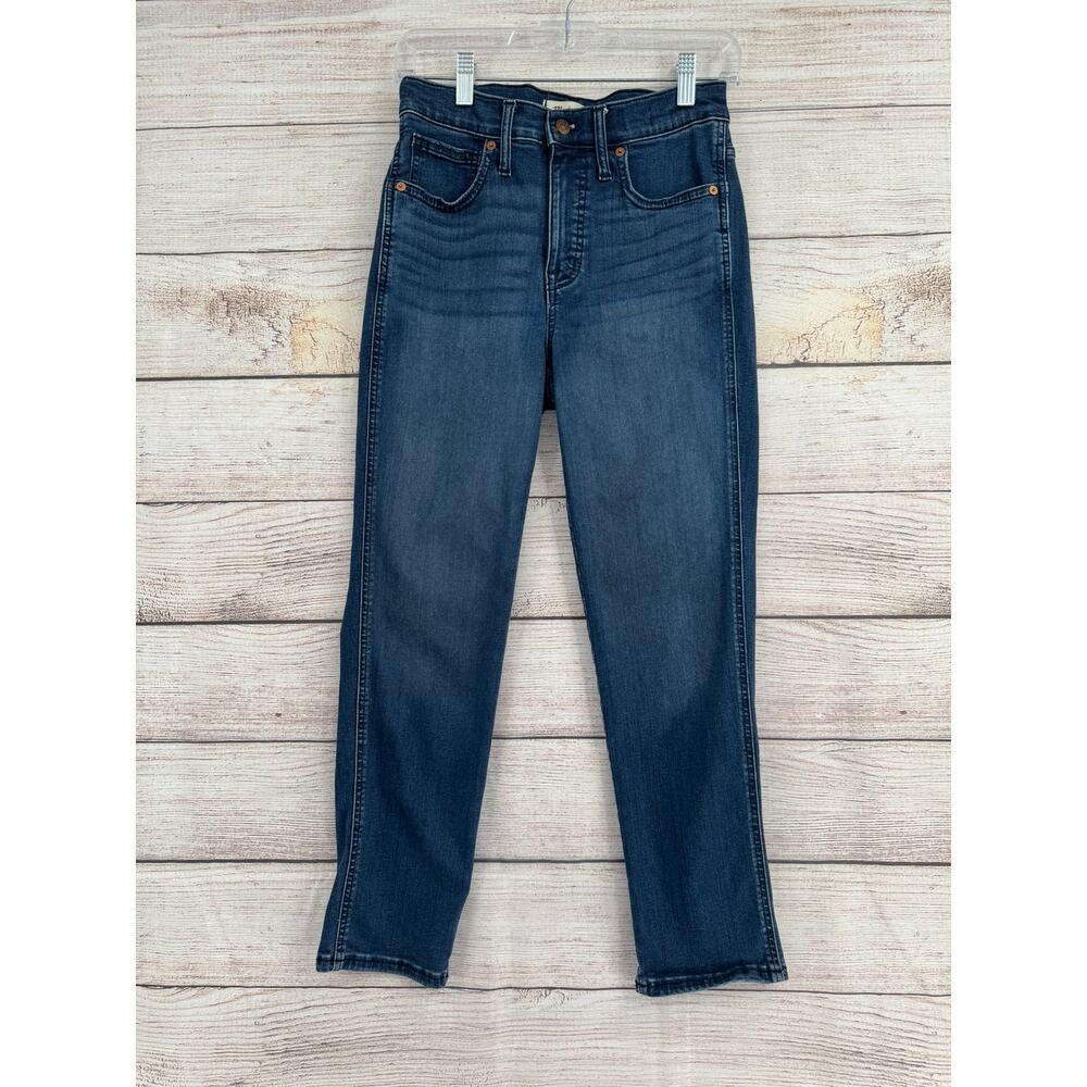 Madewell Mid Rise Stovepipe Jeans Womens 27 Blue Dark Wash Denim Stretch